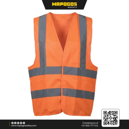 CHALECO NYLON PESADO 4 BANDAS REFLECTIVO NARANJA | CLUTE
