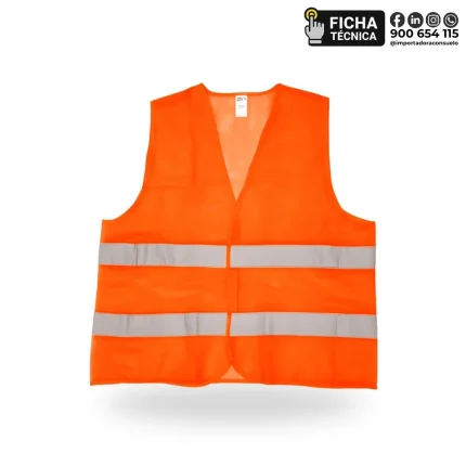 CHALECO NYLON GRUESO CLT 2 BANDAS REFLECTIVO C_NARANJA