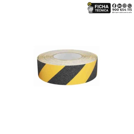 CINTA ANTIDESLIZANTE ADHESIVA 5 CM x 18 M – AMARILLO / NEGRO