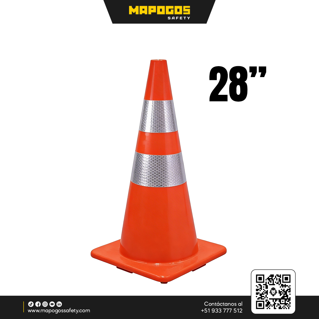 CONO DE 28PVC CNARANJA DOBLE CINTA REFLECTIVA