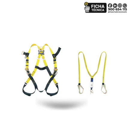 Kit Arnes full body 3 anillos D linea de vida doble