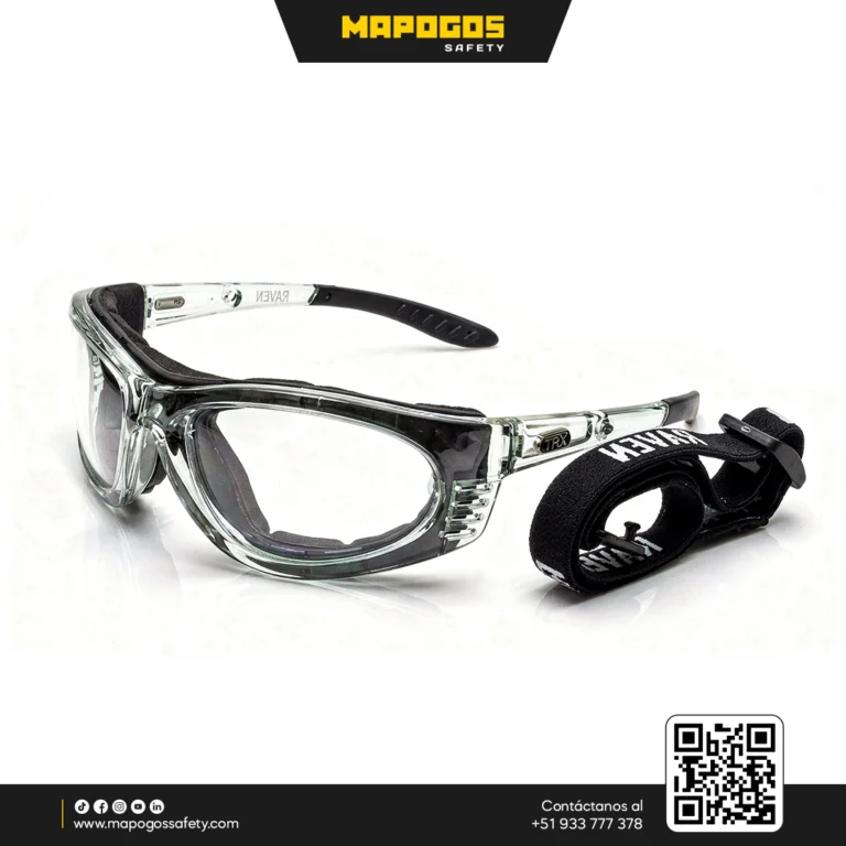 Lentes de seguridad Raven TRX con protección NanoFog Guard y banda elástica.