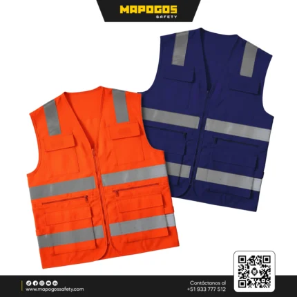 CHALECO DRILL EN H CON CINTA REFLECTIVA  2"