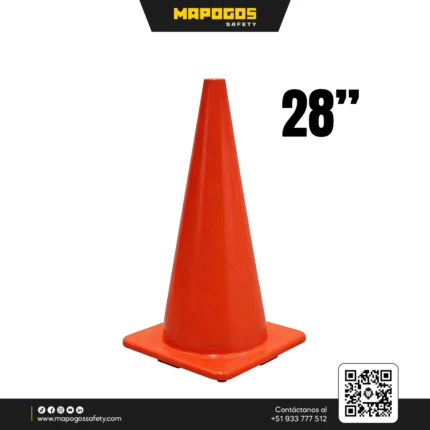 CONO DE PVC COLOR NARANJA DE 28"