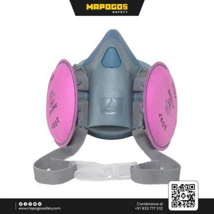 RESPIRADOR SGP MEDIA CARA DE SILICONA CON FILTROS PARA POLVO
