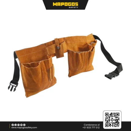PORTA HERRAMIENTAS DOBLE BOLSILLO DE CUERO